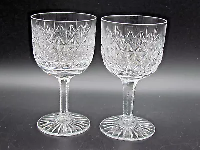 Buy Thomas Webb Wellington Pattern Pair 5⅛  Wine Glasses - Signed (10688) • 39.50£