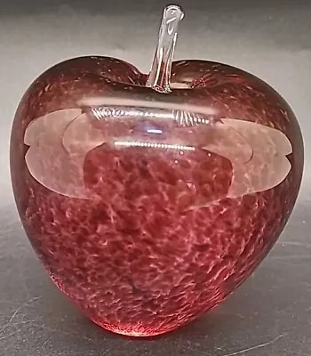 Buy Vintage Cranberry Glass Speckled Pink Apple Murano Style Art Glass  Paperweight • 12.99£