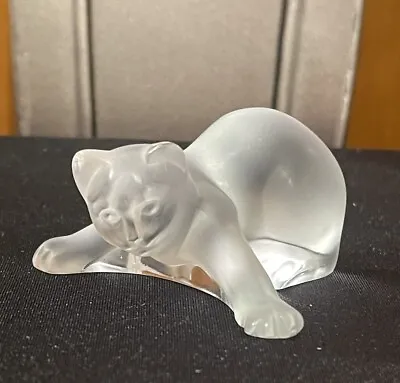 Buy Lalique Frosted Crystal Playing Kitten Figurine Excellent Condition • 110.47£