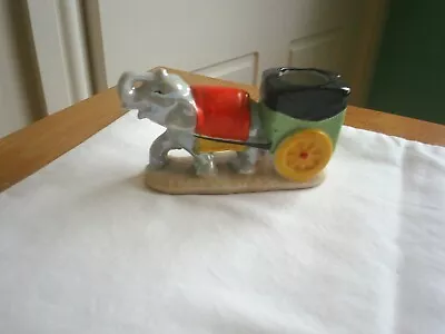 Buy Vintage 'Made In Japan'  Lustre Ware Elephant Pulling Cart , ? Old Pin Cushion • 3.50£
