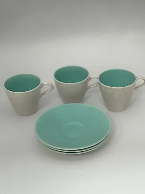 Buy Set X3 Light Blue Poole England Teacups & Saucers Tea Set Bundle 15.5cm Dish #LH • 4.55£