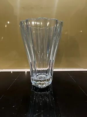 Buy Stunning Ribbed Glass Vase - Very Heavy Retro Vintage Art Glass  • 30£