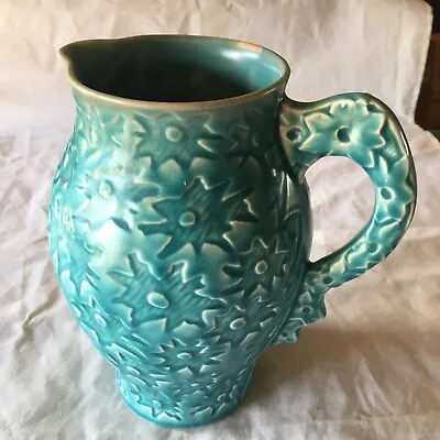 Buy Art Deco Burlington Ware Pottery Embossed Jug /Vase Blue/Green Made In England • 19.50£