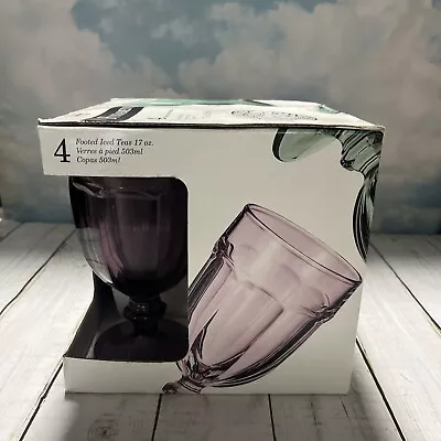 Buy Vintage NOS Libbey Amethyst Gibralter DuraTuff Iced Tea Glass Goblet Set Of 4 • 42.63£