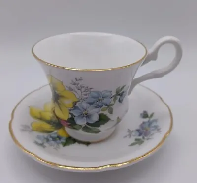 Buy Royal Grafton Fine Bone China Yellow Blue Pink Floral Tea Cup And Saucer  • 13.75£