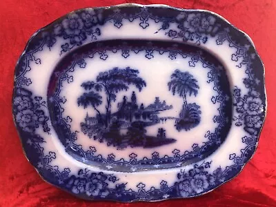 Buy Rare MIDDLESBOROUGH POTTERY 'RHINE' Pattern 15.5' X 12' Flow Blue Platter C.1844 • 18.99£