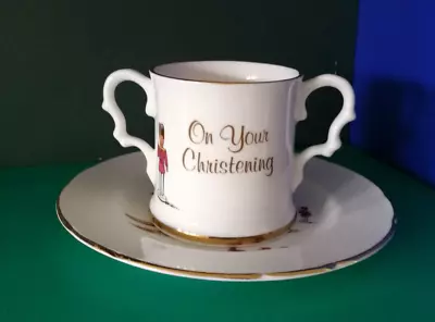 Buy ON YOUR CHRISTENING By DUCHESS CUP & SAUCER HAND PAINTED GILT FINE BONE CHINA • 8.99£