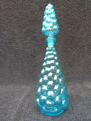 Buy Vintage Empoli Glass Decanter Bottle & Stopper Bubble Design Italian Blue Glass • 24.99£