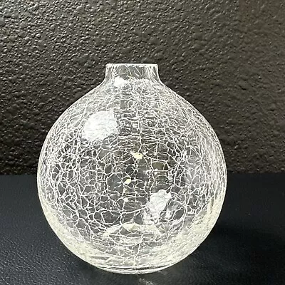 Buy Small Bud Vase Art Glass Clear Crackle Hand Blown Handcrafted Signed 82 • 21.81£