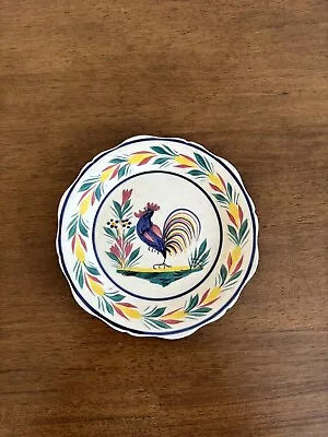 Buy HB Quimper French Faience Plate - Rooster Scene Fluted Edge - Approx 7in • 24.99£