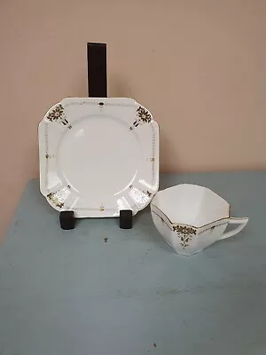 Buy Shelley Queen Anne Shape Gold Daisy Pattern Side Plate And Damaged Cup • 0.99£