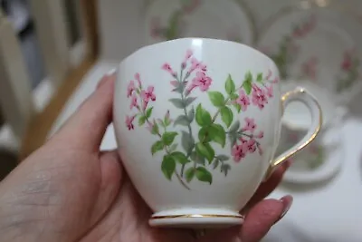 Buy 33 Lovely Vintage Roslyn Bone China 20 Piece Tea Set Pink & Green Floral C1930's • 35£