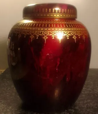 Buy Antique Art Deco Keeling & Co Losol Ware Pottery Rouge Royal Red Gilt Ginger Jar • 22.99£