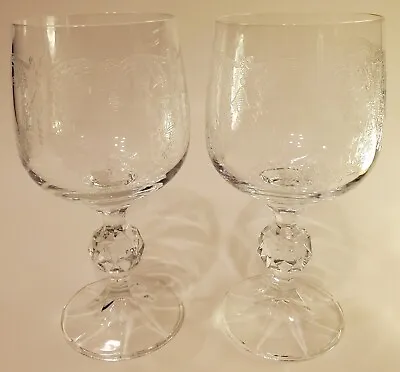 Buy Bohemia Czech Crystal Cascade Etched Wine Goblet Glass Ball Stem - Set Of 2 • 23.98£