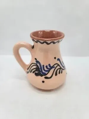 Buy Hand Painted Blue & Tan Pottery Miniature Pitcher / Creamer / Bud Vase Numbered • 14.29£