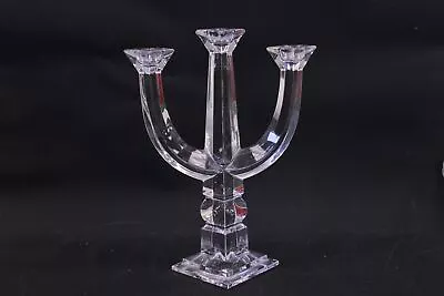 Buy Vtg ROYAL DOULTON Clear Crystal 3 Armed Glass CANDELABRA Candle Holder 11  -BB4 • 9.99£