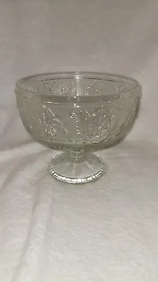 Buy Vintage Pressed Glass Footed Pedestal Bowl W/ Floral Pattern 5.5  Tall • 18.96£