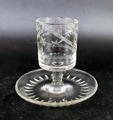 Buy Clear Cut Glass Tea Light Candle Stick Votive Candle Holder Attached Saucer • 16.72£