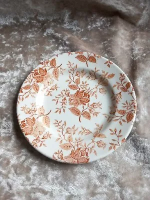 Buy English Ironstone Tableware Side Plate Light Brown Floral 17cm • 3£