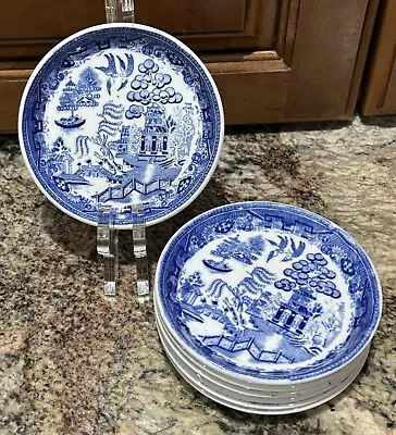 Buy Blue Willow Transferware Butter Pats / Small Dish Antique England Stoke On Trent • 66.40£