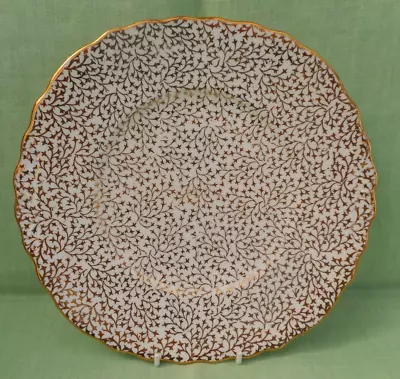 Buy Crown Regent English Bone China Moulded Handles Cake Plate - Gold Chintz Pattern • 8.99£