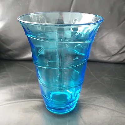 Buy Whitefriars Glass 17.5cm Blue Ribbon Trailed Trailed Flared Vase • 23.99£