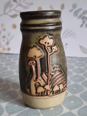 Buy Vintage Retro Tremar Pottery Vase 1970's Cornish 6  Vase Trees & Mushrooms Brown • 11.99£