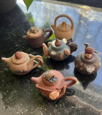 Buy Vintage Chinese Yixing Handmade Tea Pots Zisha Clay Teapot, Set Of 6 Kitchy Rare • 20.98£