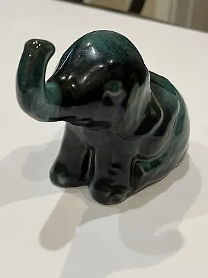 Buy Vtg Blue Mountain Pottery Seating Elephant W/Raised Trunk Figurine Glazed Decor • 21.73£