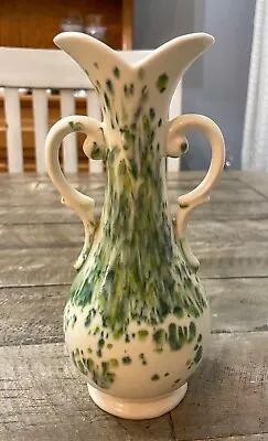 Buy Small Pottery Vase Green Splatter Glazed 7.5” Handmade Vintage 1970 Alan Trimble • 13.93£