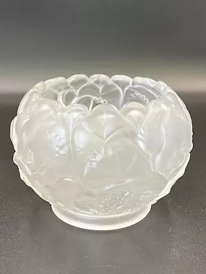 Buy Vintage Fenton Style Frosted Water Lily Crystal Rose Bowl • 9.44£