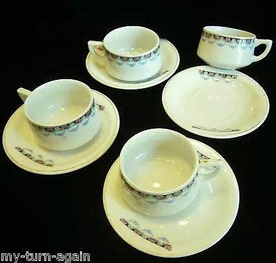 Buy Vintage Victorian Japan Porcelain Demitasse Tea Cup & Saucer Pink Roses 4 Sets • 62.34£