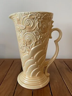 Buy FABULOUS LARGE WADE ART DECO STYLE JUG VASE 371 YELLOW WITH RELIEF PATTERN 23cm • 30£