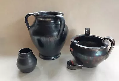 Buy Vintage Dicker Ware Country Art Studio Pottery Three Vases A/f • 7.50£