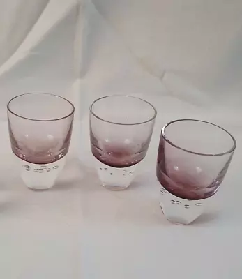 Buy ❀ڿڰۣ❀ STUDIO ART GLASS Set Of 3 OMBRE AMETHYST MAUVE PINK Bubble SHOT GLASSES ❀ • 24.99£