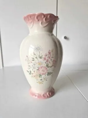 Buy St Michael's Pottery 8  Bud Posy Vase Ivory Pink Floral Vintage Decorative  • 4.99£