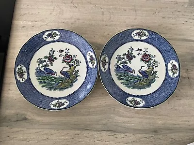 Buy Antique Pair Yang TSE Newport Pottery Stork Plates 8  Burslem England • 10£
