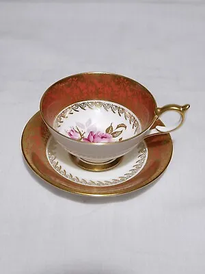 Buy Aynsley England Bone China Pink Rose Copper Tea Cup And Saucer • 66.66£