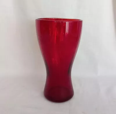 Buy Vintage Mid Century Whitefriars Ruby Red Soda Glass Vase 6.75  • 49.99£