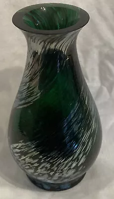 Buy Vintage Caithness Glass Emerald Green Silver Art Glass Vase • 10£
