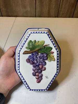 Buy Vintage ABC Bassano Ceramic Mold Made In Italy Wall Hanger Grapes Handpainted • 15.17£