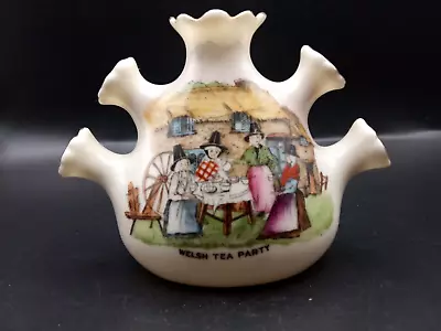 Buy Crested China - WELSH TEA PARTY Colour Transfer - 5 Spout Vase - Carlton China. • 6.25£