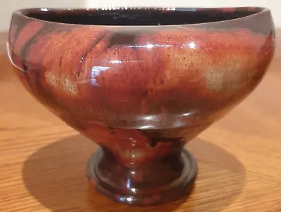 Buy Ewenny Pottery Vase Oval Brown And Red 9.5cm High Studio Pottery • 9.99£
