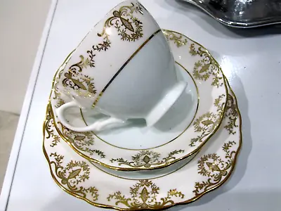 Buy Royal Vale,bone China Baby Blue/gold Tea Cup And Saucer,plate,trio,unused • 9.99£