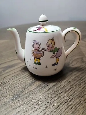 Buy Antique Crown Staffordshire Porcelain Child's Tea Pot,  Merry Elves • 30.79£