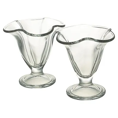 Buy Set Of 2 4 6 Clear Glass Flower Shaped Ice Cream Cup Sundae Bowl Footed Dessert • 6.99£