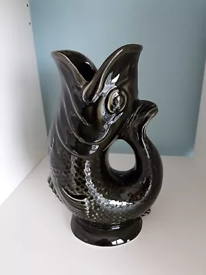 Buy Dartmouth Devon Pottery Gluggle Glug Gurgle Fish Jug Vase 23 Cm Green. • 30£