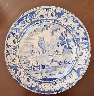 Buy Georgian Antique Blue White Pearlware Transferware Plate 1800s - Lovely! • 20£