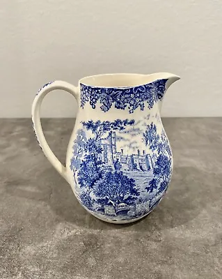 Buy Vintage WEDGWOOD Queens Ware Romantic England Derbyshire Pitcher Vase Decor Blue • 43.29£