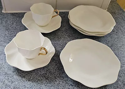 Buy FINAL LISTING Coalport Dainty White - 2 Teacups, 2 Saucers, 4 Plates (a/f) • 10.99£